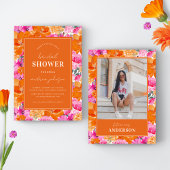 Foto Roze & Sinaasappel Vibrant Garden Vrijgezelle Kaart