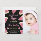 Foto Roze Slices Groene Watermeloen Verjaardag Kaart (Voorkant)