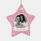 Foto roze Snowflakes Keramisch Ornament (Rechts)