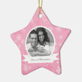 Foto roze Snowflakes Keramisch Ornament (Links)