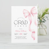 Foto Roze Strik Afstudeerfeest Kaart (Staand voorkant)