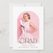 Foto Roze Strik Afstudeerfeest Kaart (Achterkant)