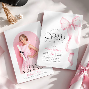Foto Roze Strik Afstudeerfeest Kaart