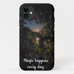 Foto roze volle maan stijgend over water Case-Mate iPhone case