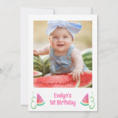 Foto Roze Watermeloen Een in een Meloen 1e verjaar Kaart (Achterkant)