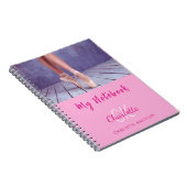 Foto roze wit monogram naam notitieboek (Rechterzijde)