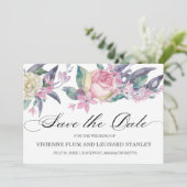 Foto Roze Witte Roos Bloemen Uitnodiging Tot Opsla (Staand voorkant)