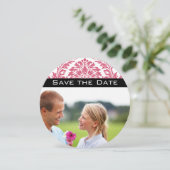 Foto Roze Yarrow Damask Save the Date Kaart (Staand voorkant)