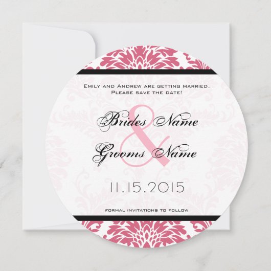 Foto Roze Yarrow Damask Save the Date Kaart (Achterkant)