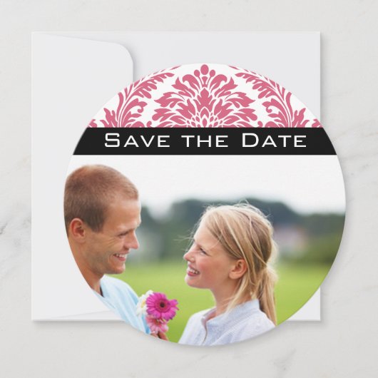 Foto Roze Yarrow Damask Save the Date Kaart (Voorkant)