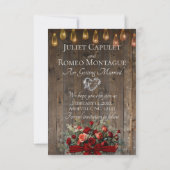 Foto, Rozen & Blad Monogram - Rood Save The Date (Achterkant)