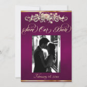 Foto, Rozen & Monogram - Plum Save The Date (Voorkant)