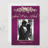 Foto, Rozen & Monogram - Plum Save The Date (Voorkant)