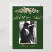Foto, Rozen & Monogram - Smaragd Save The Date (Voorkant)