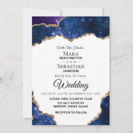 *~* FOTO - RSVP - QR AGATE Blue AR13 Wedding Kaart