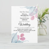 ~* Foto - RSVP - QR BOTANICAL Leaves Wedding Kaart (Staand voorkant)