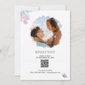 ~* Foto - RSVP - QR BOTANICAL Leaves Wedding Kaart (Achterkant)