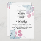 ~* Foto - RSVP - QR BOTANICAL Leaves Wedding Kaart (Voorkant / Achterkant)