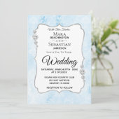 *~* Foto + RSVP + QR Diamond Damask Wedding Invit Kaart (Staand voorkant)