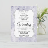 *~* Foto + RSVP + QR Diamond Damask Wedding Kaart (Staand voorkant)