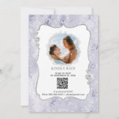 *~* Foto + RSVP + QR Diamond Damask Wedding Kaart (Achterkant)