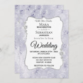 *~* Foto + RSVP + QR Diamond Damask Wedding Kaart (Voorkant / Achterkant)