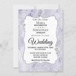 *~* Foto + RSVP + QR Diamond Damask Wedding Kaart