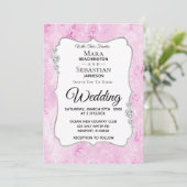 *~* Foto - RSVP - QR Diamond Damask Wedding Kaart (Staand voorkant)