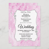 *~* Foto - RSVP - QR Diamond Damask Wedding Kaart (Voorkant / Achterkant)