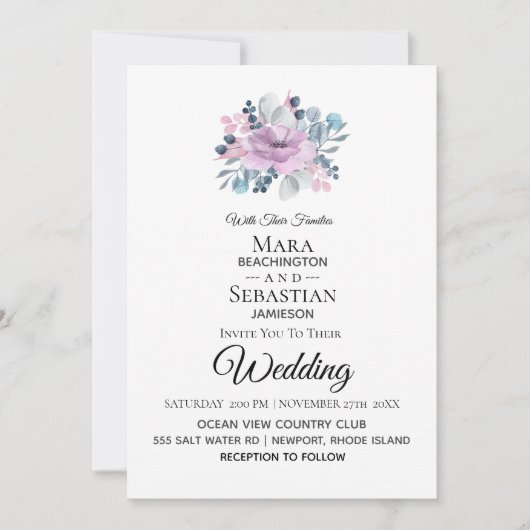 *~* Foto - RSVP - QR FLORAL BOUQUET Weddenschap Kaart (Voorkant)