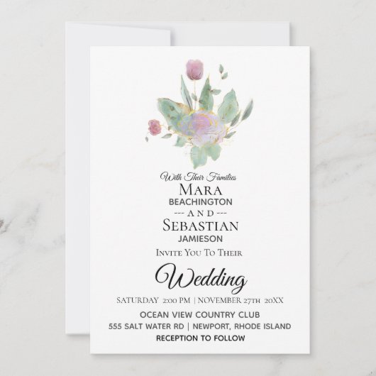 *~* Foto - RSVP - QR ROSE BOUQUET AR12 Wedding Kaart (Voorkant)