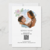*~* Foto - RSVP - QR ROSE BOUQUET AR12 Wedding Kaart (Achterkant)