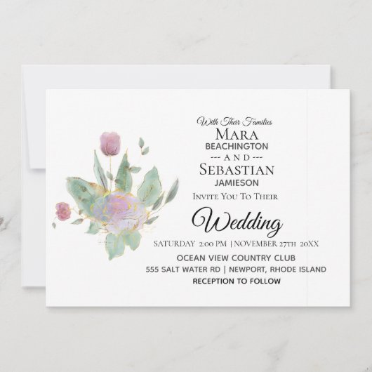 *~* Foto RSVP - QR ROSE BOUQUET Wedding AR12 Kaart (Voorkant)