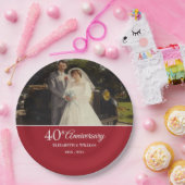 Foto Ruby van het 40e Jubileum bruiloft Papieren Bordje (Feest)