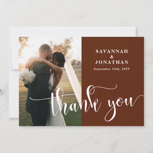 Foto Rust Terracotta Bruiloft Bedankkaart (Voorkant)