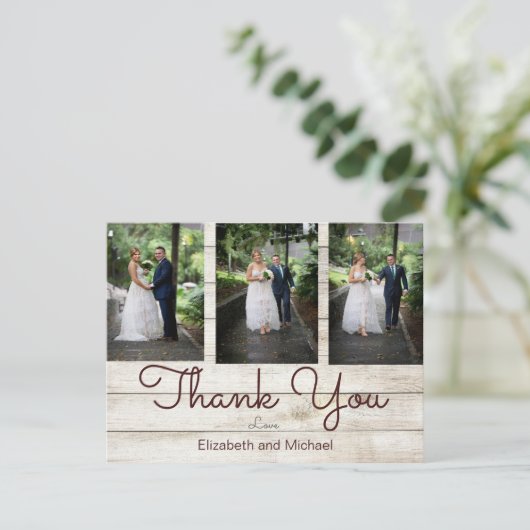 Foto Rustic Chic Modern Wedding Bedankt Briefkaart (Staand voorkant)