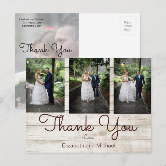 Foto Rustic Chic Modern Wedding Bedankt Briefkaart (Voorkant / Achterkant)