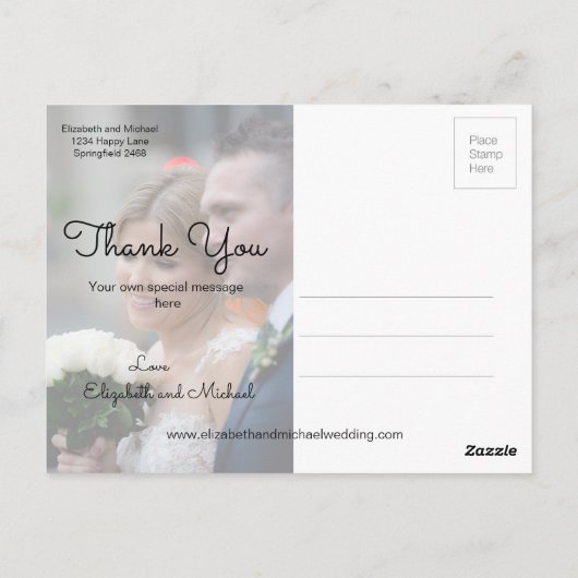 Foto Rustic Chic Modern Wedding Bedankt Briefkaart (Achterkant)