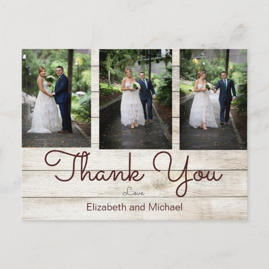 Foto Rustic Chic Modern Wedding Bedankt Briefkaart (Voorkant)