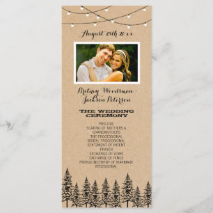 Foto Rustic Evergreen Pine Tree Wedding Programs Programmakaart