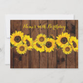 Foto Rustic Jar Birthday Party Wood Sunflower Kaart (Achterkant)