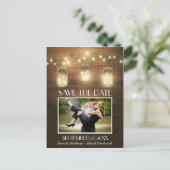 Foto Rustic Mason Jar Save the Date Briefkaarten (Staand voorkant)