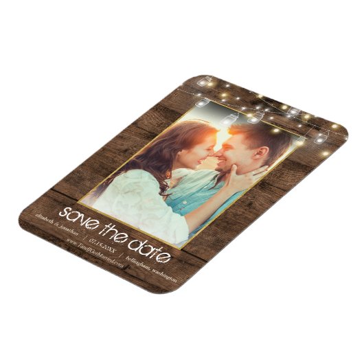 Foto Rustic Mason Jar string lichten sparen de dat Magneet (Linkerzijde)