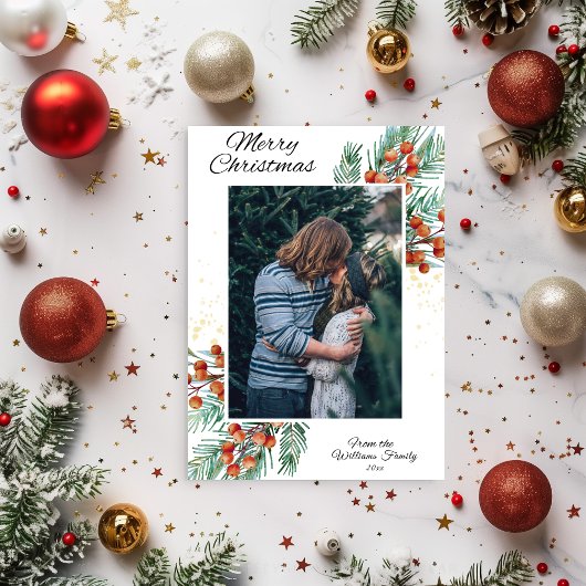 Foto Rustic Modern Merry Christmas Kaart