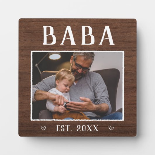 Foto Rustic Personalized Baba Grandpa Fotoplaat (Voorkant)
