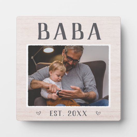 Foto Rustic Personalized Baba Grandpa Fotoplaat (Voorkant)