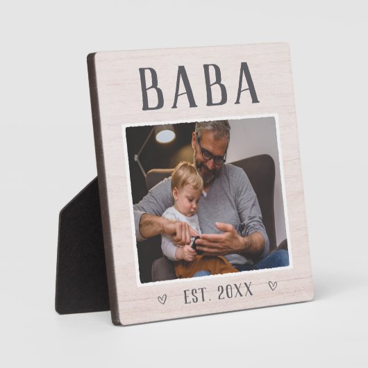 Foto Rustic Personalized Baba Grandpa Fotoplaat (Voorkant)