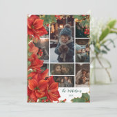 Foto Rustic Rode Amaryllis Kerstmis Feestdagenkaart (Staand voorkant)