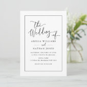 Foto Rustic Script Zwart Wit Huwelijk Kaart (Staand voorkant)