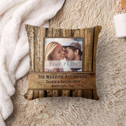 Foto Rustic Second Jubileum Gift voor hem, haar Kussen (Deken)